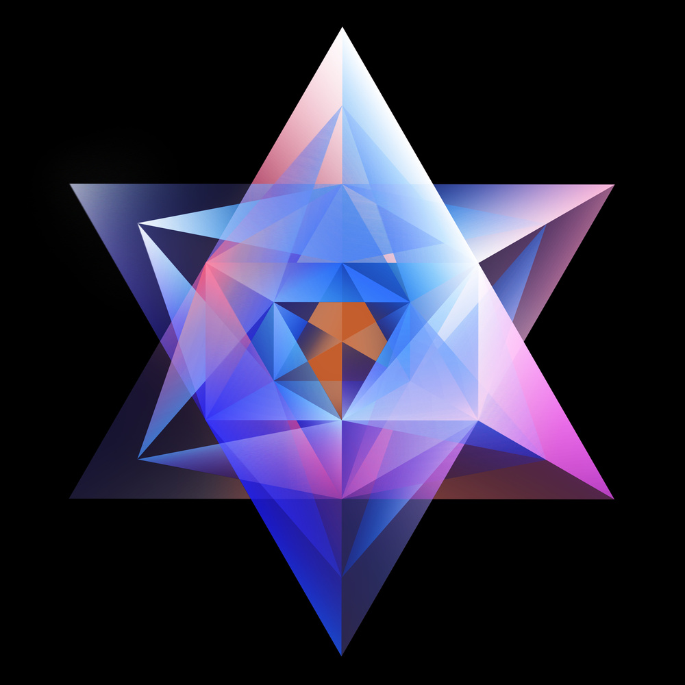 Abstract Glowing Hexagram Isolated On Black Background